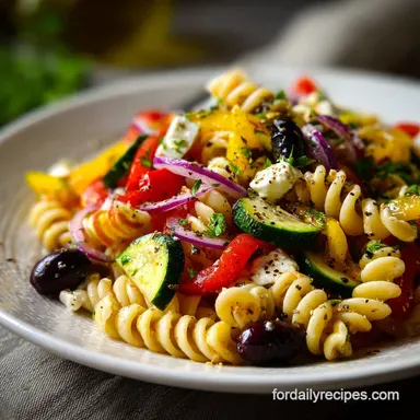 Vegan Greek Pasta Salad Recipe in 25 Minutes Recipe Card