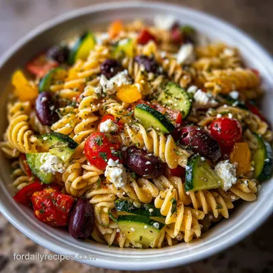 Vegan Greek Pasta Salad Recipe in 25 Minutes