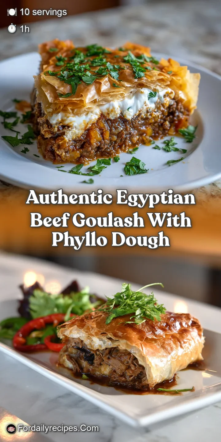 Close-up: Tender beef simmers in a rich, spiced sauce peeking through a flaky, golden crust. Fresh herbs add vibrant color.