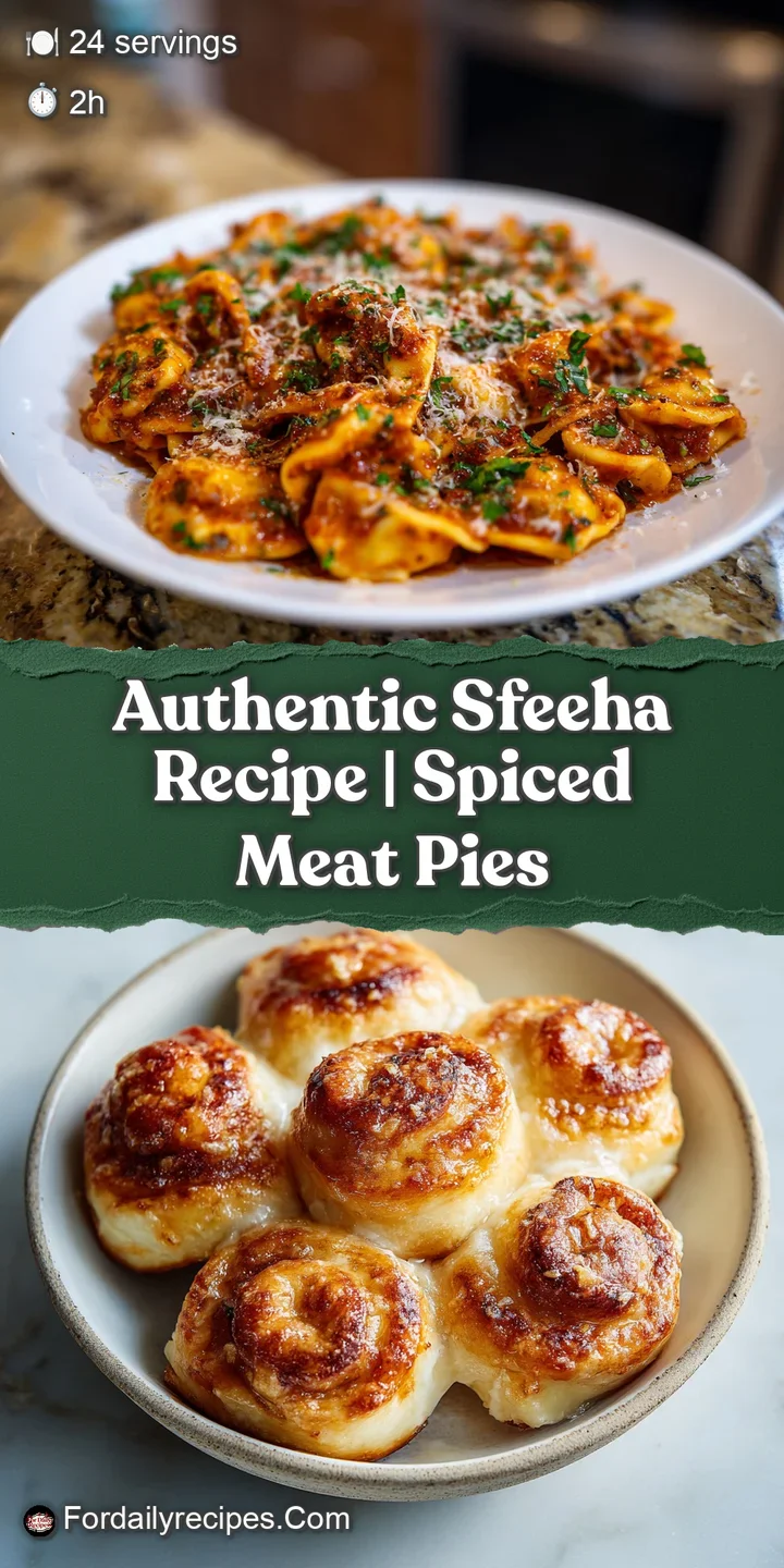 Close-up of a single sfeeha: golden-brown crust topped with a juicy, spiced meat mixture. Hints of herbs and toasted edges...