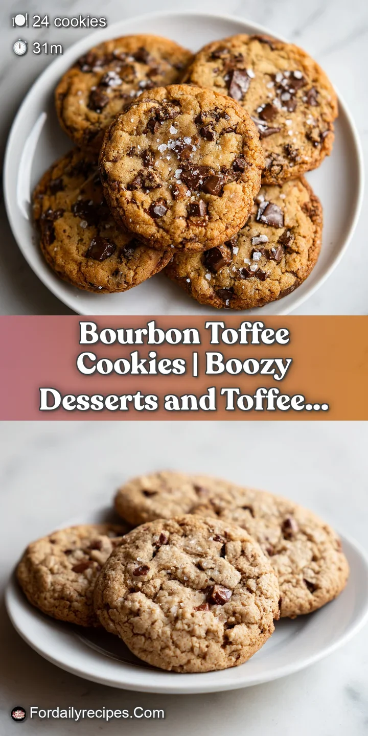 Close-up of a rich, chewy cookie with glistening toffee chunks and a hint of sea salt.