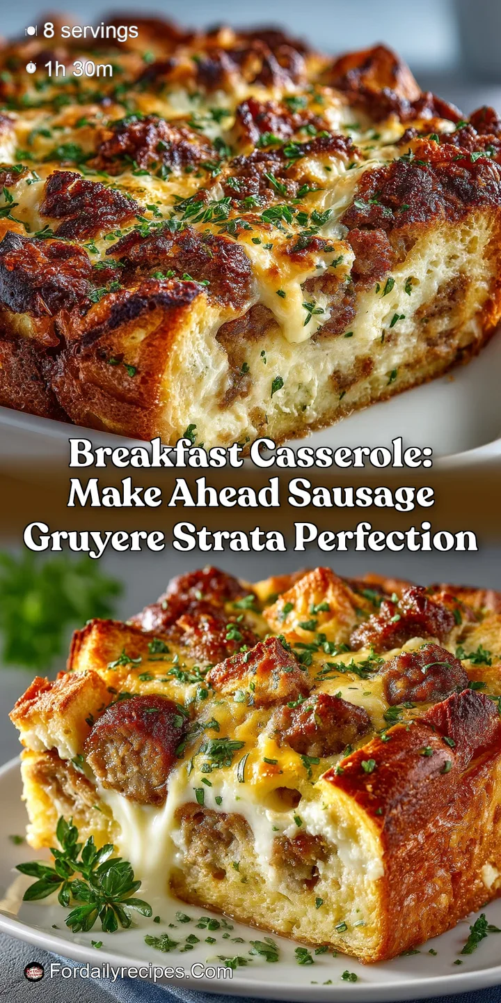Breakfast Casserole: Make Ahead Sausage Gruyere Strata Perfection