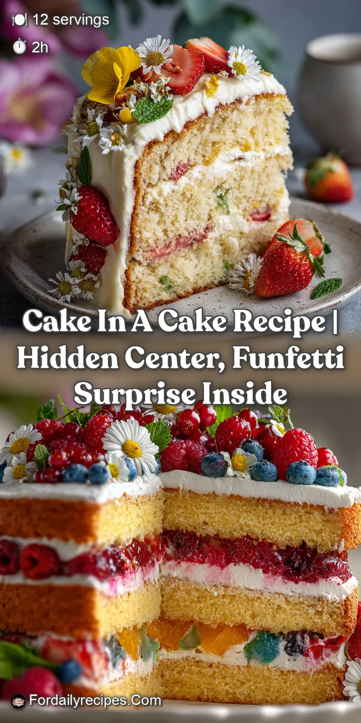 Close-up of a tender cake slice displaying the intricate, contrasting pattern of bright, hidden cake layers, inviting text...
