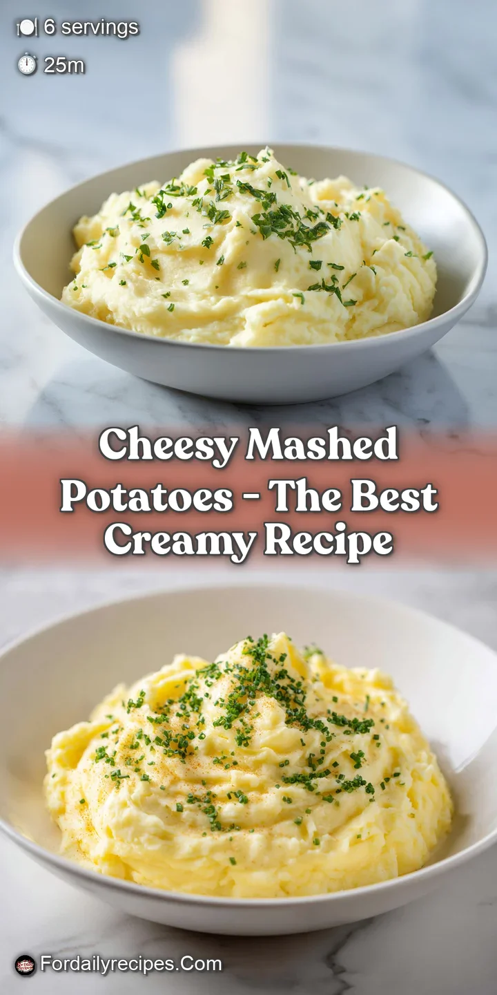 Close-up of golden-brown cheddar cheese melting into soft, steaming mashed potatoes, creating a rich texture.