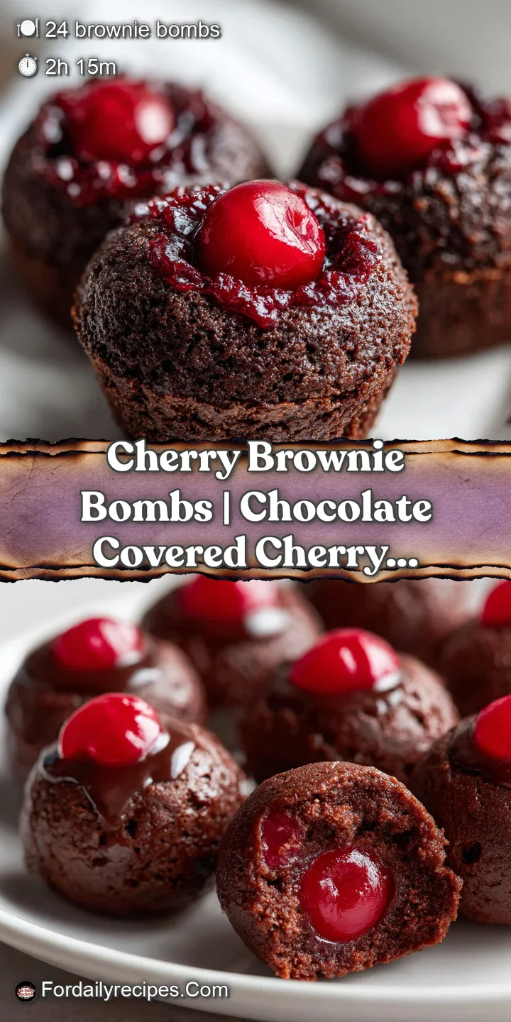 A macro shot of a fudgy chocolate bite revealing a bright red cherry center and a glistening sugary glaze.