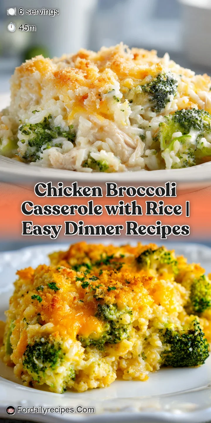 Close-up of bubbling, golden-brown cheese topping a rich chicken and broccoli casserole with visible grains of rice. So ch...