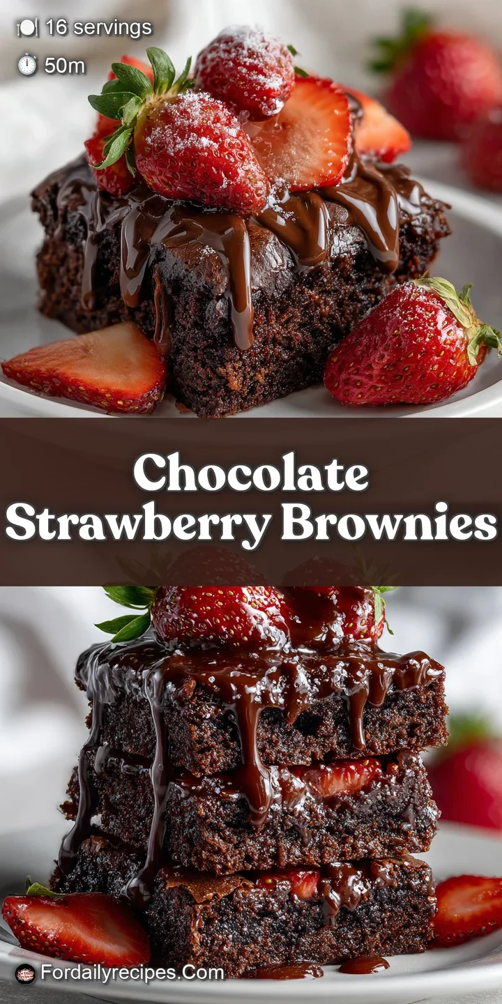 Extreme close-up of a fudgy chocolate brownie, bursting with a juicy, ruby-red strawberry. The slightly crisp top is crack...