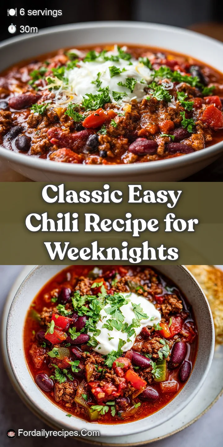 Close-up of hearty chili, showcasing the rich, thick sauce, tender beef, and colorful blend of beans and vegetables.