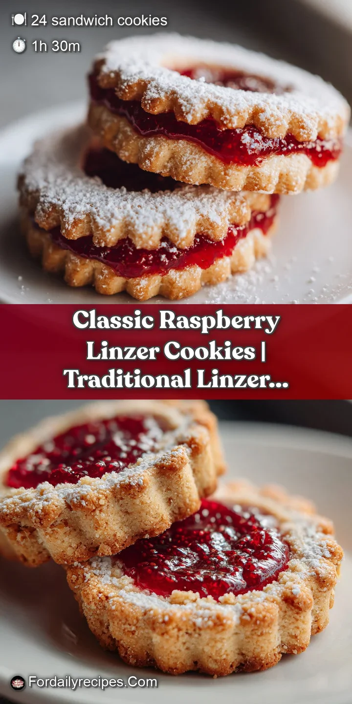 Close-up of a raspberry linzer cookie revealing its intricate pattern and jewel-toned jam.