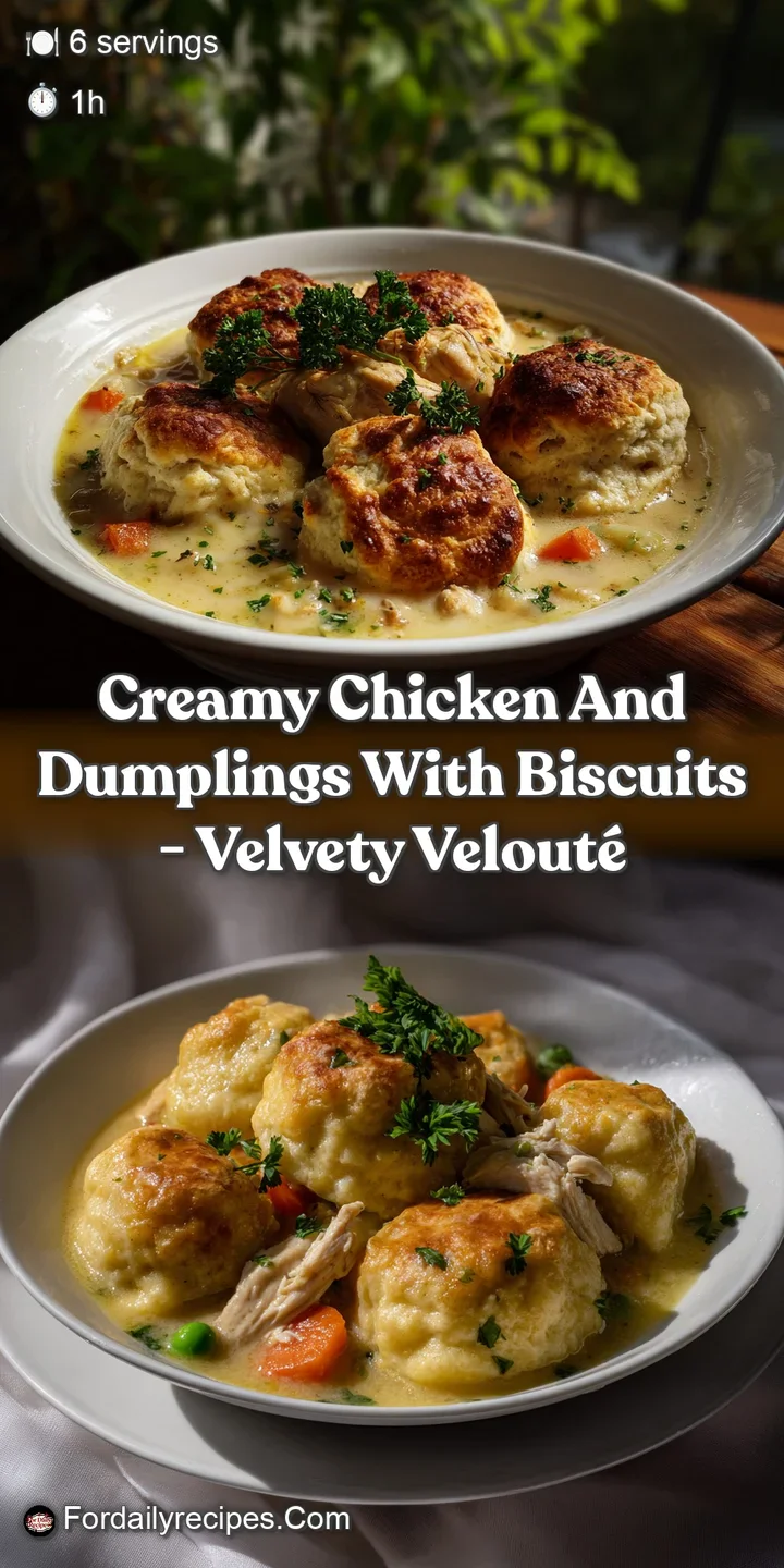Creamy Chicken And Dumplings With Biscuits - Velvety Velout&eacute;