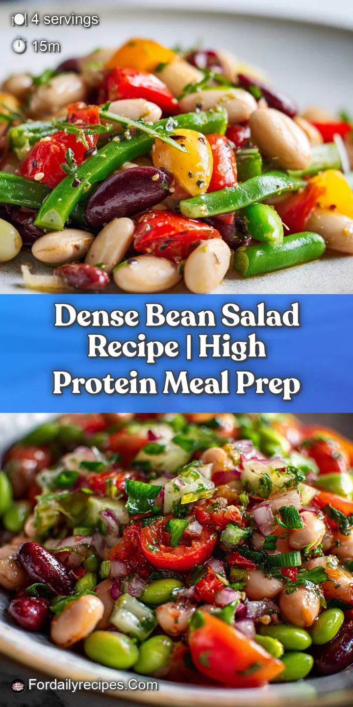 Close-up of glistening bean salad showcasing creamy textures and bright colors, hinting at a refreshing and protein-rich b...