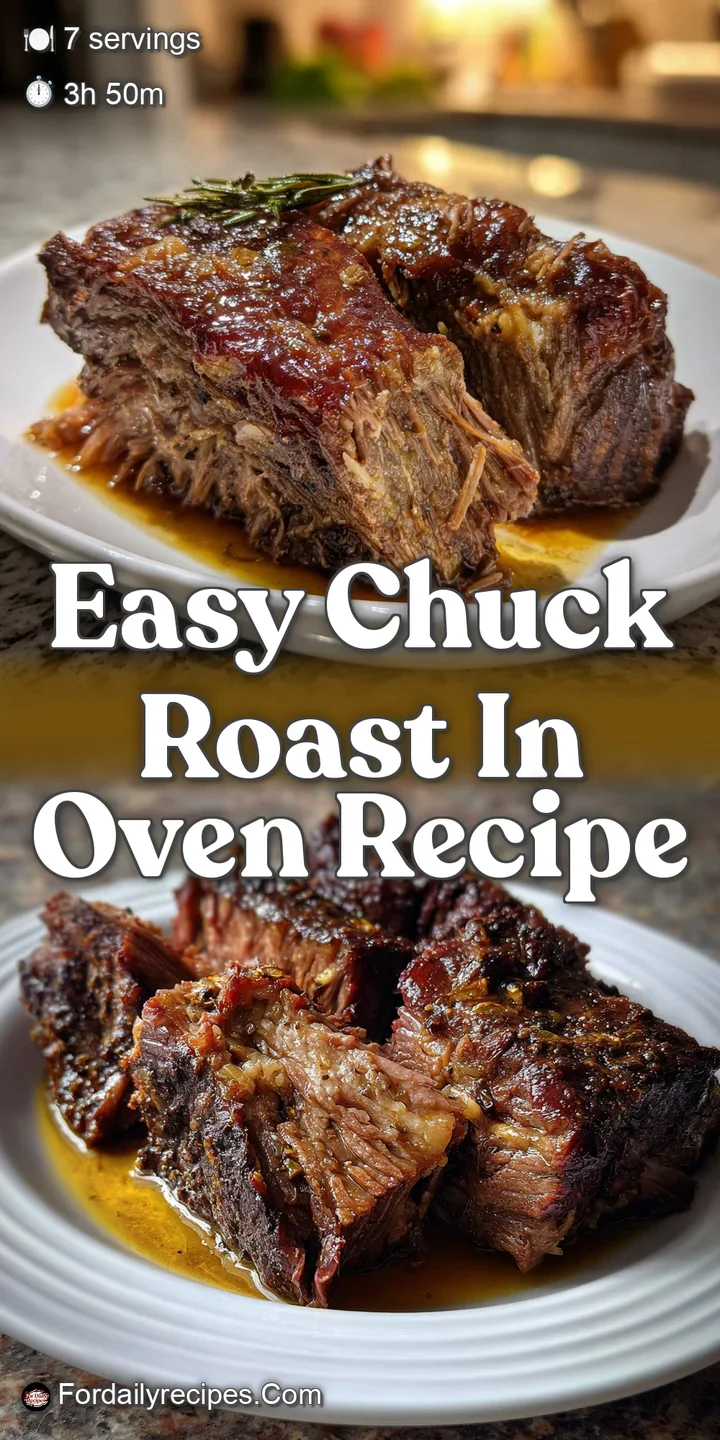 Close-up of a flavorful, slow-cooked chuck roast, with visible juices and a fall-apart texture, promising a melt-in-your-m...