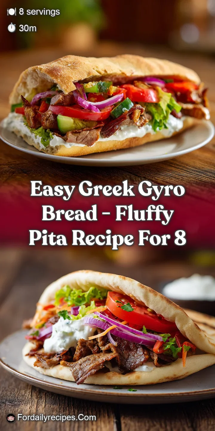 Close-up of a gyro, glistening with seasoned meat, cool tzatziki, and a hint of fresh herbs spilling from the pita's edge.