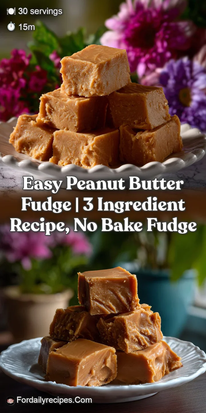 Easy Peanut Butter Fudge | 3 Ingredient Recipe No Bake Fudge