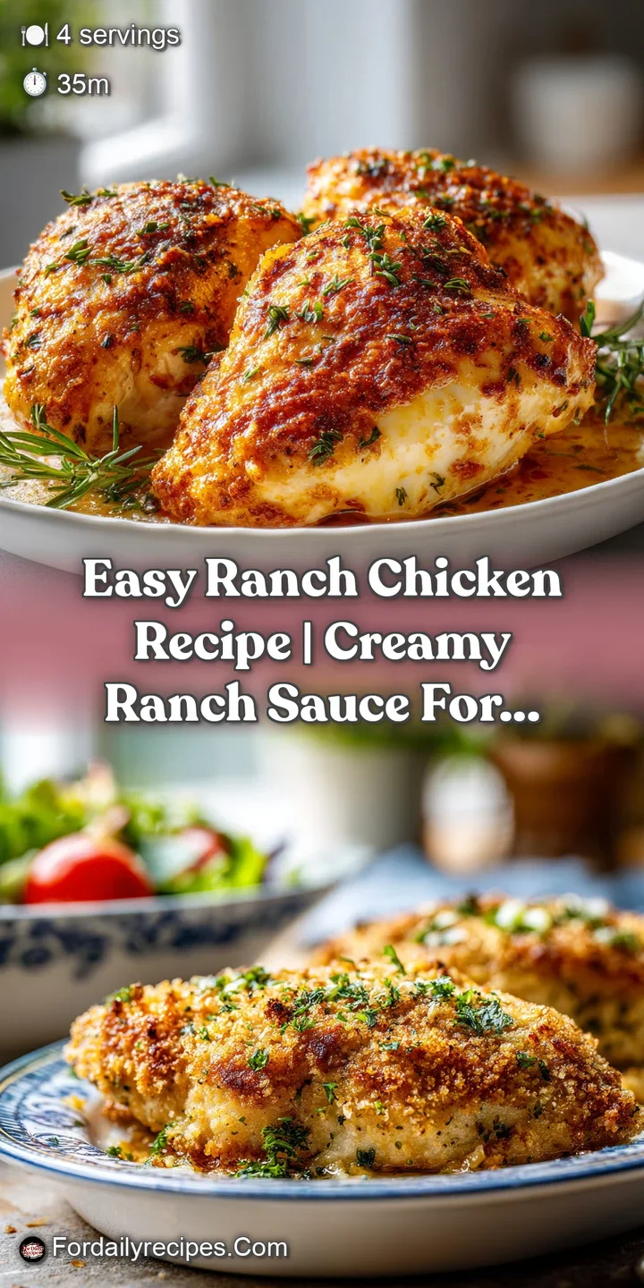 Close-up of crunchy panko chicken, showcasing the golden-brown crust and creamy white ranch dressing. Delicious textures v...