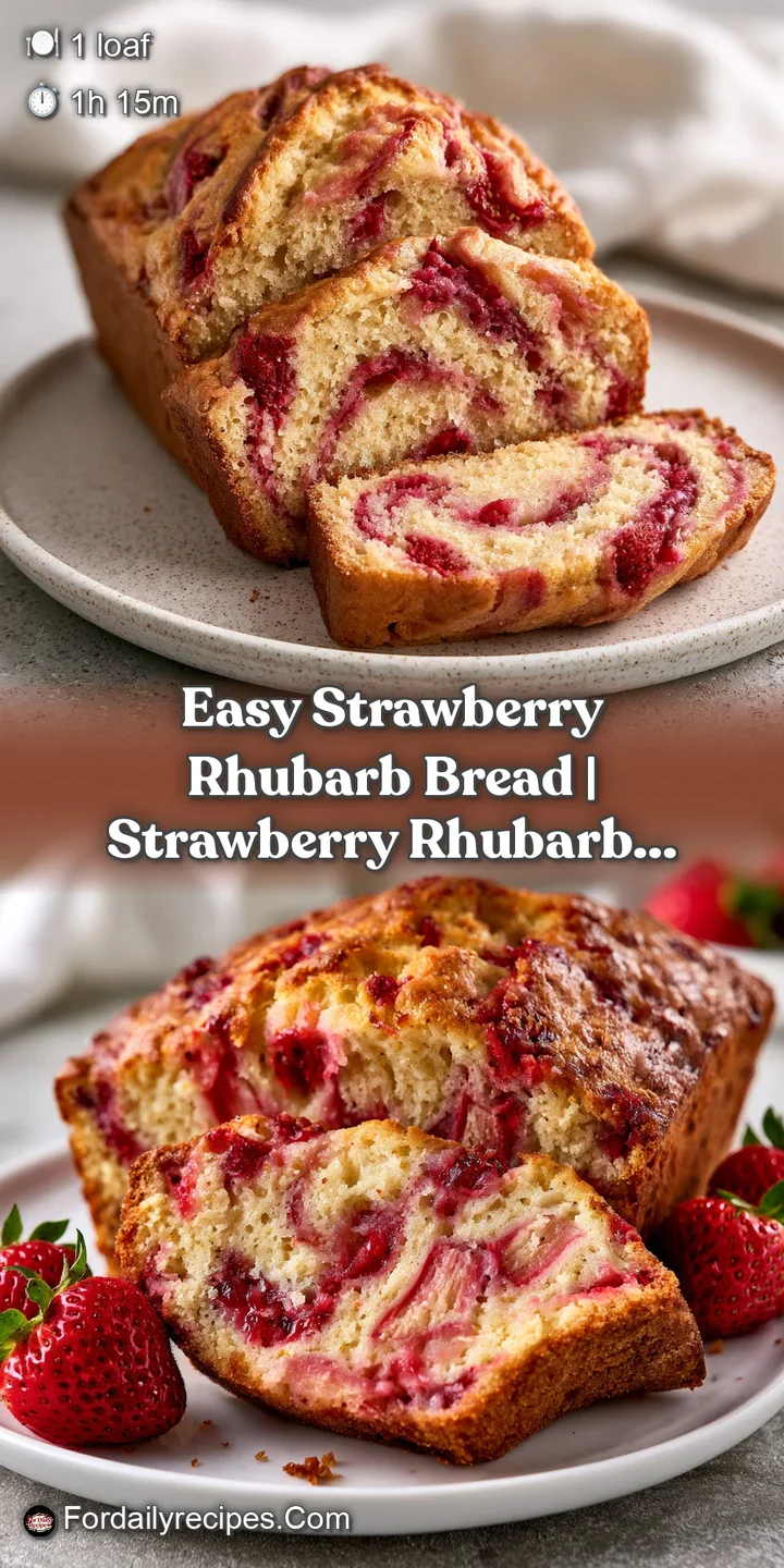 Close-up of tender, golden-brown bread showing juicy red strawberry pockets and a soft, buttery sour cream texture.