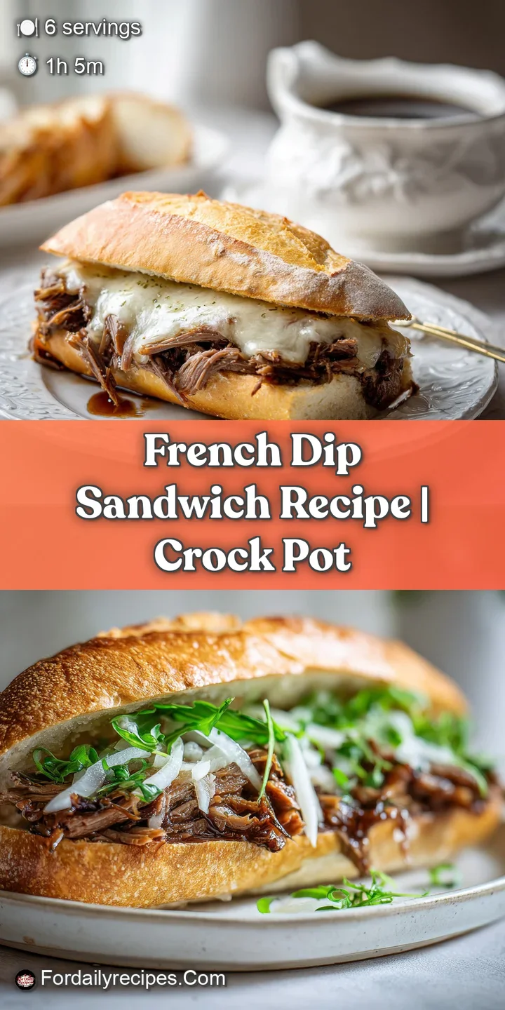 Close-up of a juicy French dip, toasted bread, and melted cheese showcasing the tender, shredded beef filling.