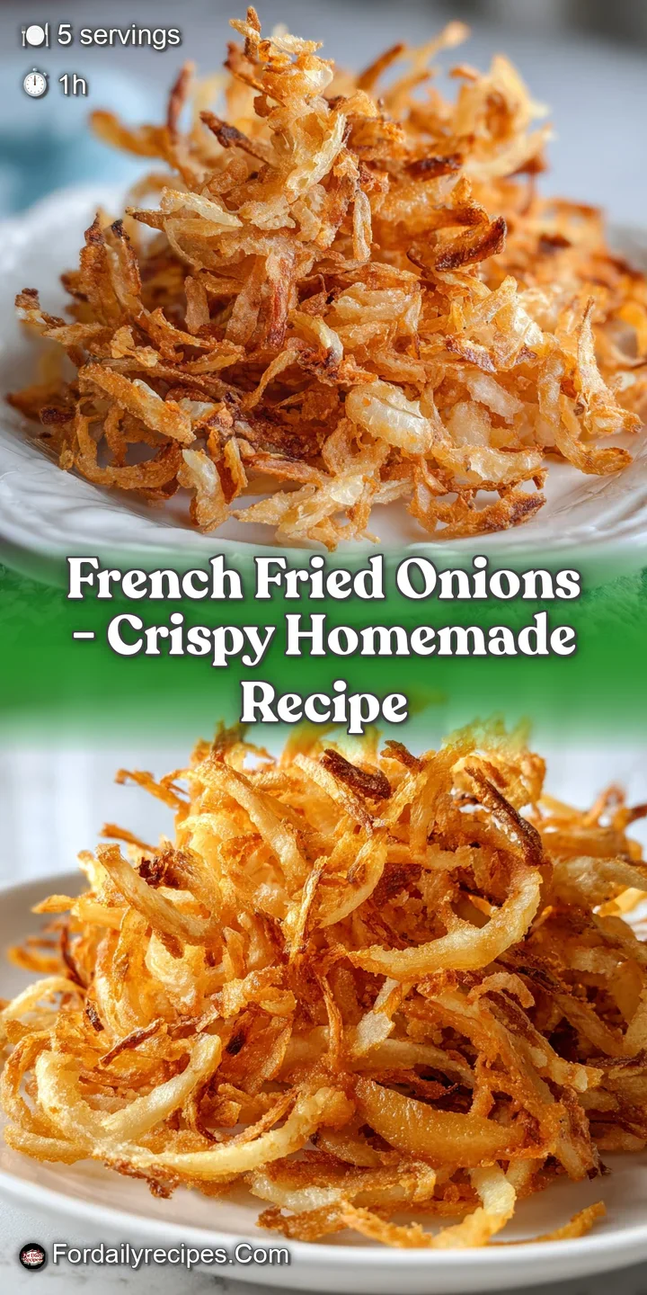 Up-close, irresistible view of perfectly fried onions: flaky, golden, and crispy with enticing bumps and textural appeal.