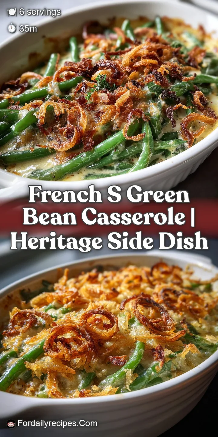 Creamy, close-up view of green bean casserole, highlighting the texture of fried onions and the luscious mushroom gravy.