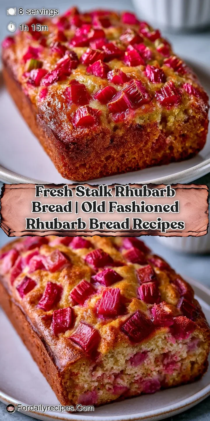 Close-up of chunky, golden-brown streusel topping over a moist cake with vivid pink ribbons of cooked rhubarb.