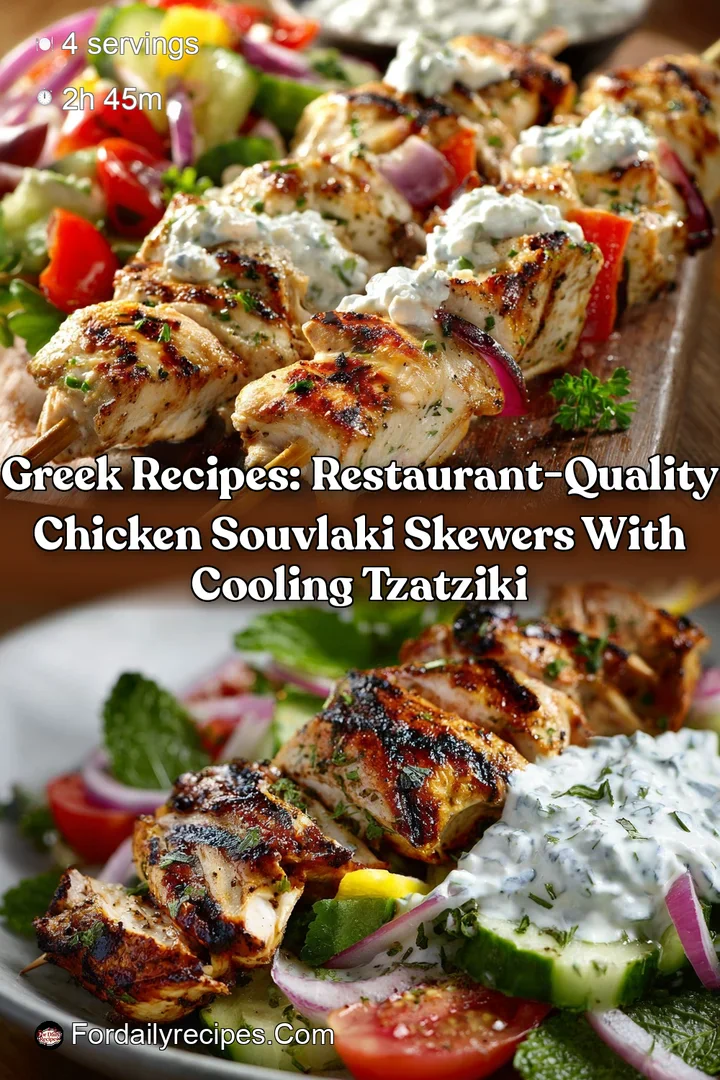 Greek Recipes: Restaurant-Quality Chicken Souvlaki Skewers with Cooling Tzatziki