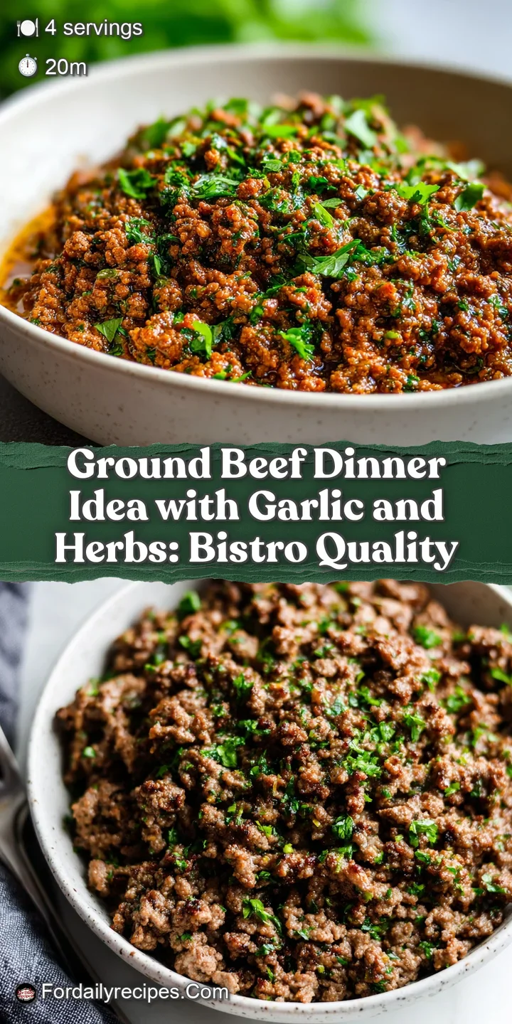 A flavorful mound of browned ground beef with fragrant garlic and herbs, shimmering with rendered fat, ready to be enjoyed.