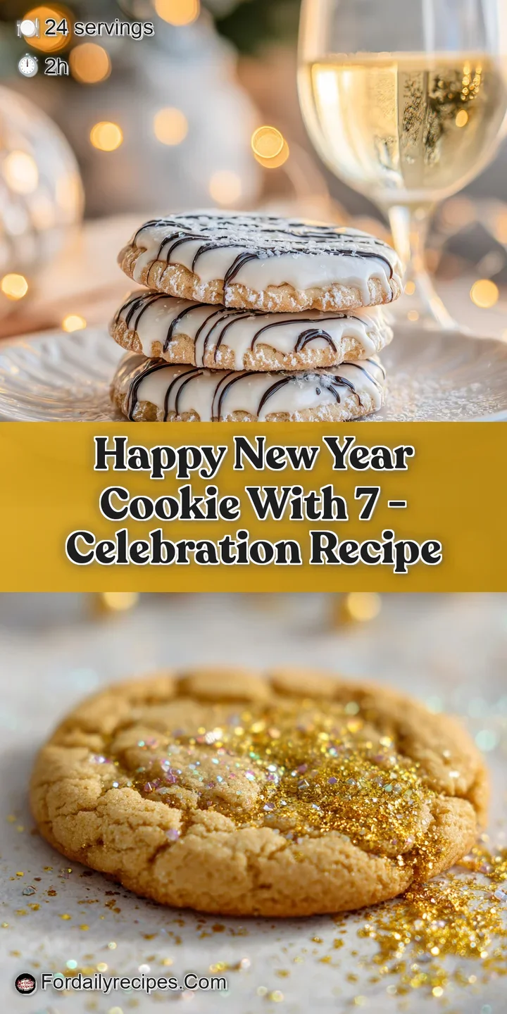 Close-up of a New Year cookie, showcasing intricate icing details, vibrant colors, and sparkling sprinkles for a delightfu...