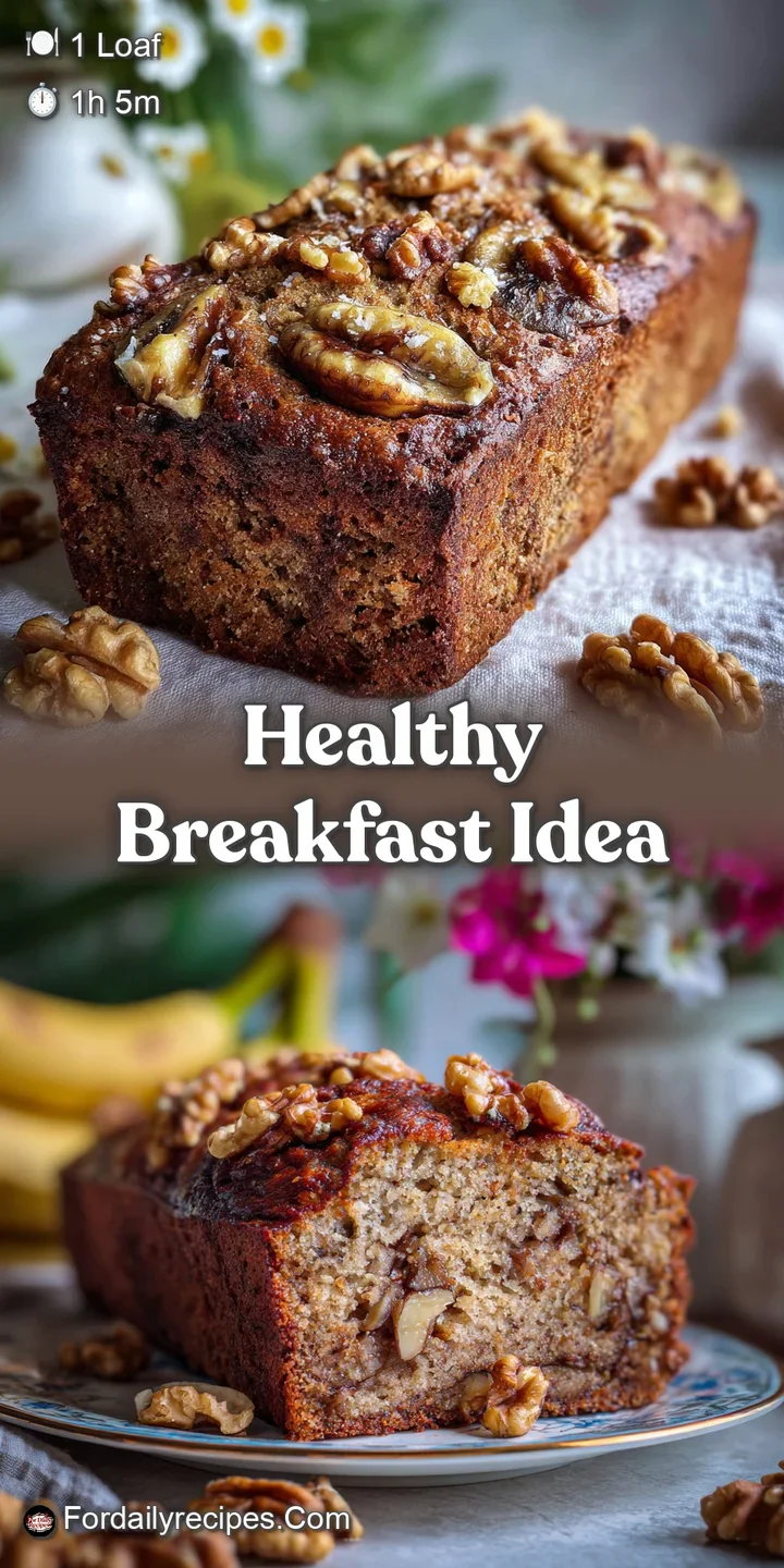 Close-up of glistening walnut pieces and a soft, moist crumb on a warm slice of homemade banana bread.