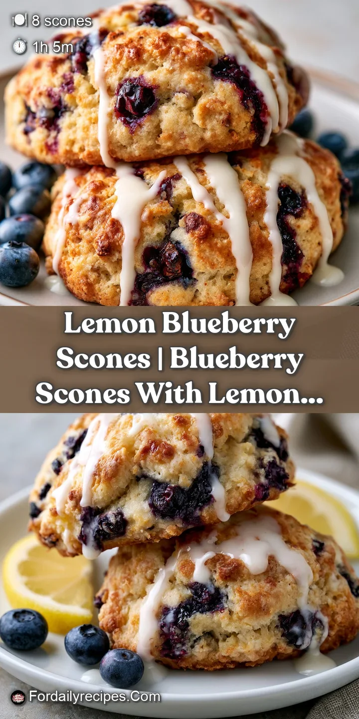 Macro shot of a flaky scone crumb showing juicy purple berries and a drip of translucent, zesty lemon icing.
