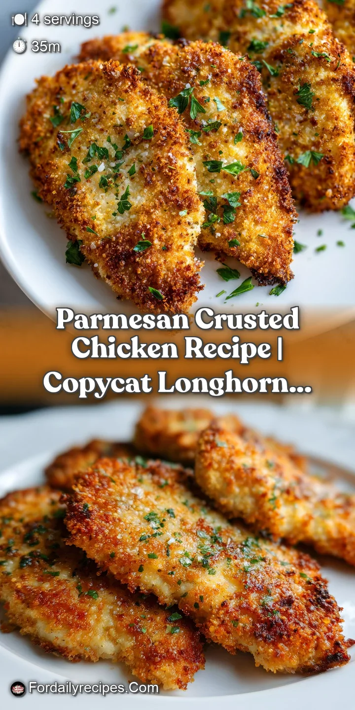 Close-up of parmesan chicken: golden-brown crust, visible cheese, glistening surface, showing off delicious textures and h...