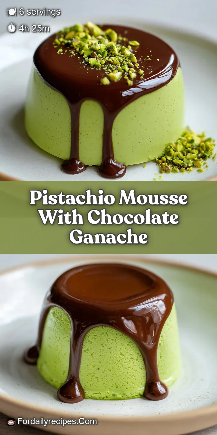 Close-up reveals the airy texture of green pistachio mousse and glossy dark chocolate ganache. Delicious dessert swirls.