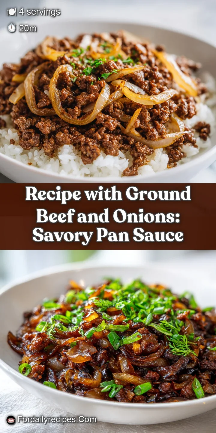 Close-up of glistening seasoned ground beef and softened onions, steam rising, hinting at savory flavors and comforting wa...