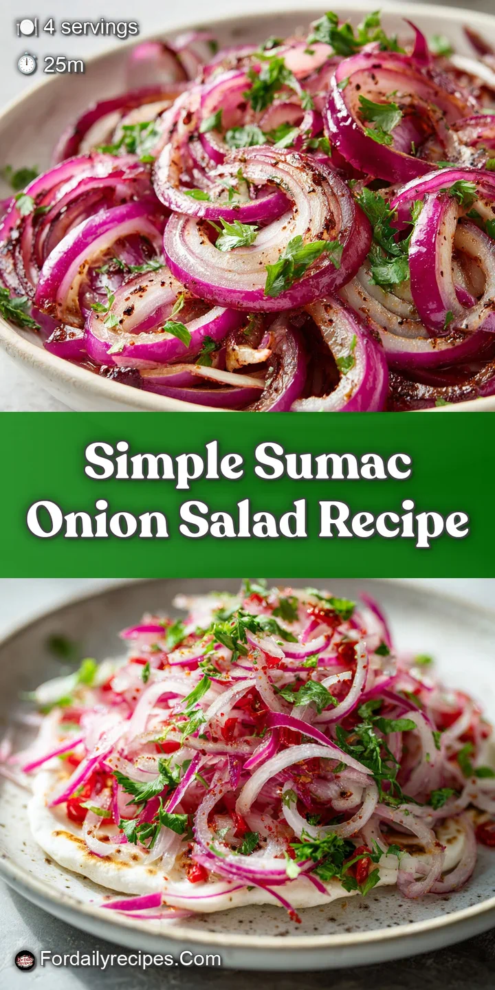 Close-up reveals the glistening, juicy texture of finely sliced red onions, generously seasoned with deep-red sumac spice ...
