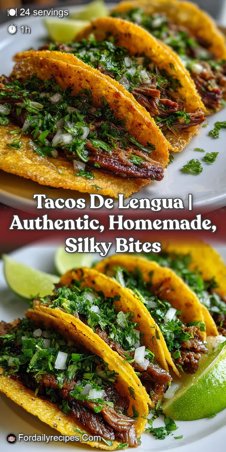 Steaming, soft bites of braised beef tongue filling a warm corn tortilla, topped with fresh cilantro and diced onions on a...