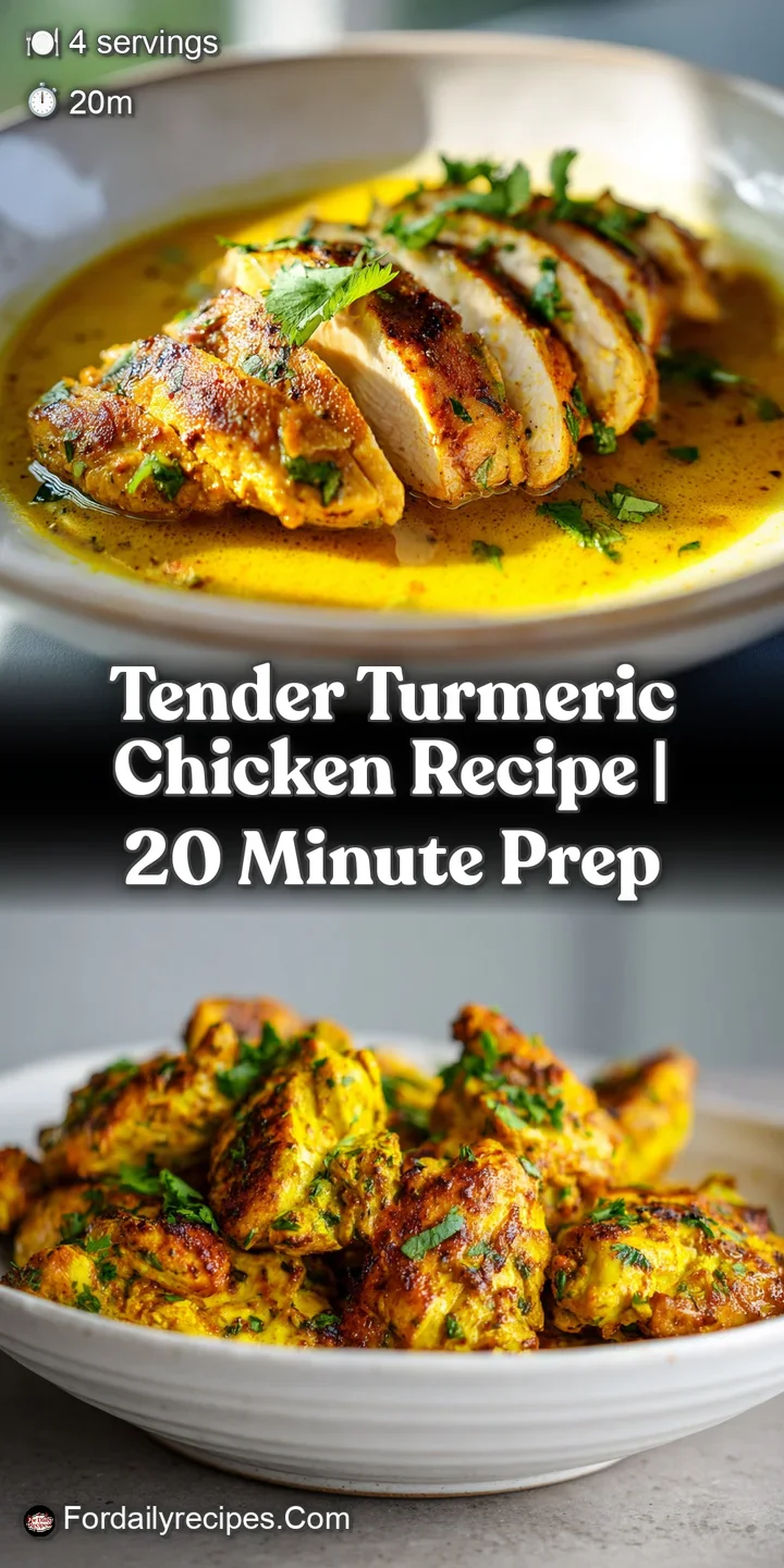 Close-up of tender turmeric chicken, the rich, yellow sauce clinging to its surface, hinting at warmth and savory flavors.