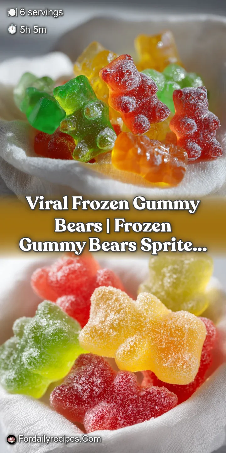Macro shot of vibrant, ice-coated gummy bears with tiny carbonated bubbles clinging to their colorful surfaces.