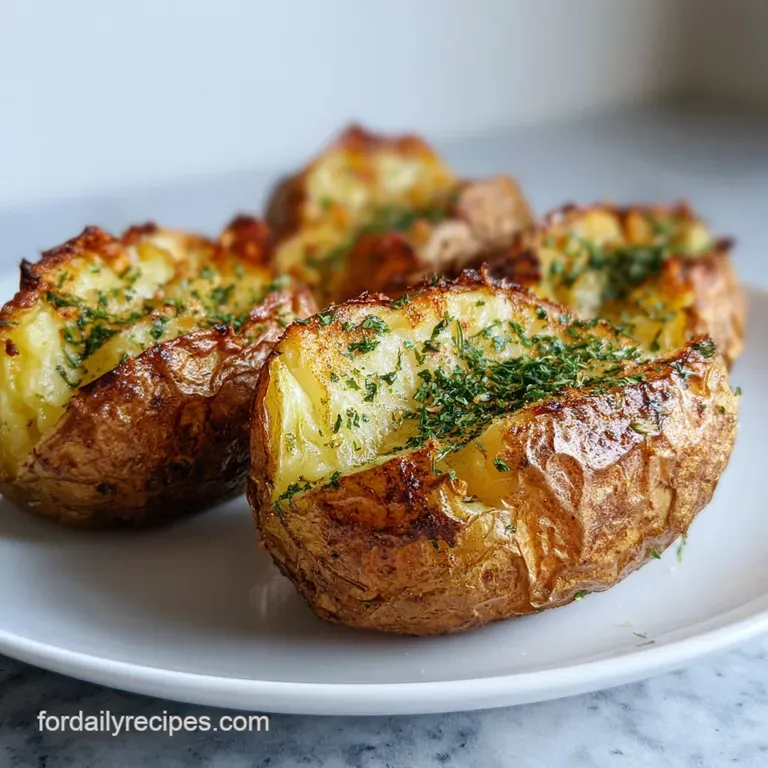 Perfectly baked potato, split open, topped with melting butter, chives, and a dollop of sour cream on a white plate.
