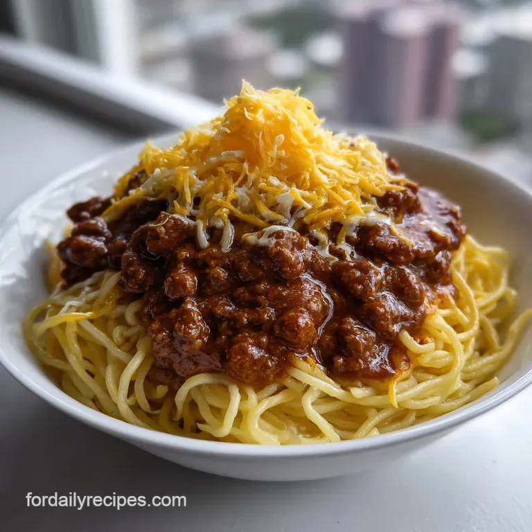 Authentic Skyline Chili Recipe: Cincy Style presentation