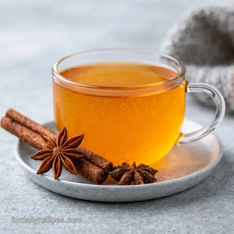 Chilled orange tea in a glass with milk swirls, set on a wooden tray with a straw and a small mint leaf garnish.