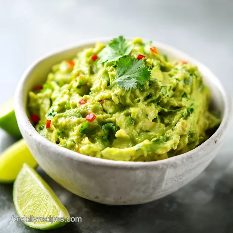 A smooth swirl of bright green guacamole artfully arranged on a platter with crisp tortilla chips.