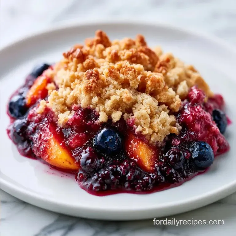 Blueberry Peach Crumble with Oat Crust