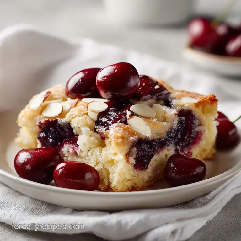 A single bar artfully sliced, revealing flaky pastry and vibrant cherry filling.