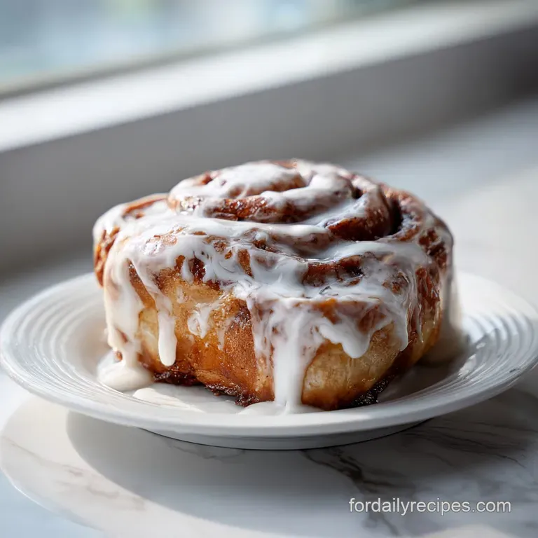 A generous slice revealing soft, layered dough and rich frosting, artfully drizzled with caramel.