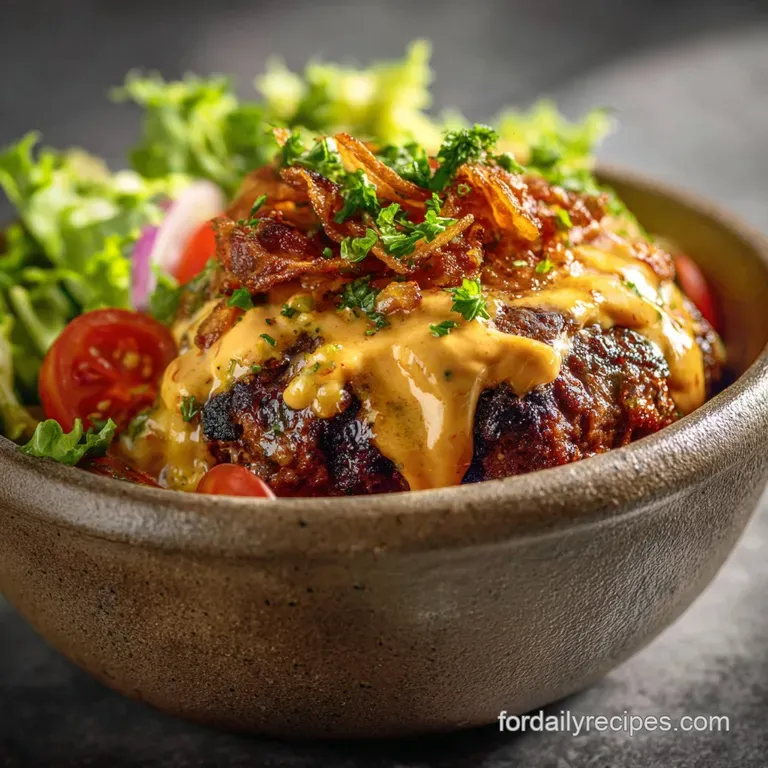 Burger Bowl: the Classic Diner Smash Recipe with Secret Sauce presentation