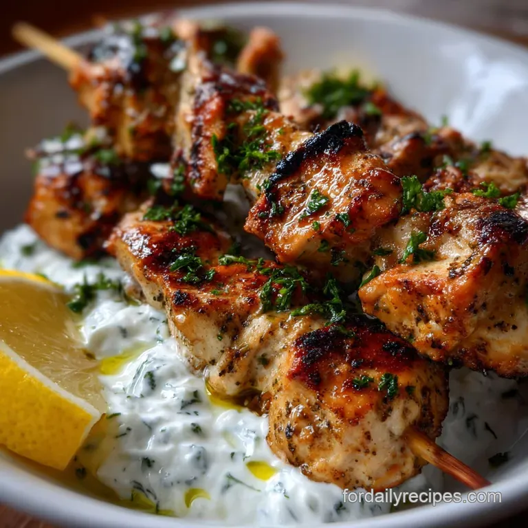 Greek Recipes: Easy Lemon-Herb Chicken Souvlaki