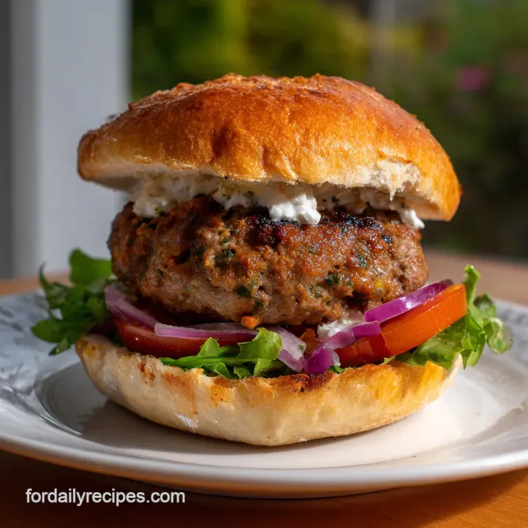 Mediterranean Lamb Burger Lamb Burger Recipe Easy: Juicy Fresh presentation