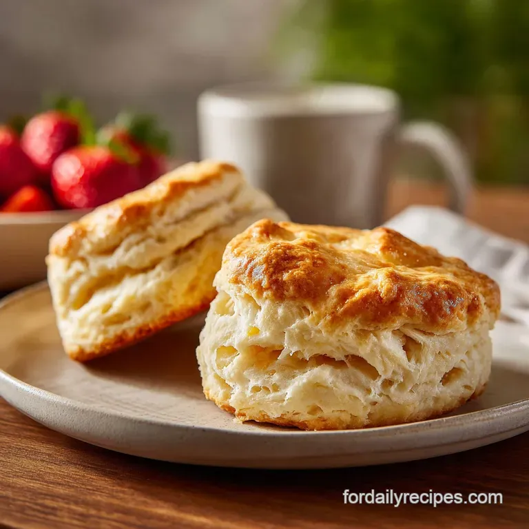A single fluffy buttermilk biscuit, split and topped with melted butter and a dollop of jam.