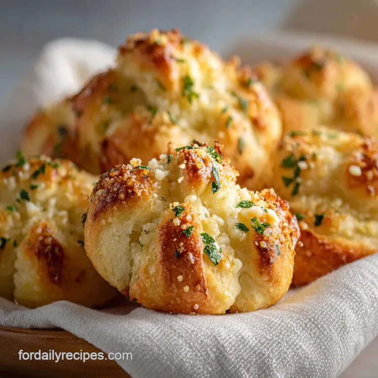 A single, perfectly formed garlic knot on a white plate, speckled with herbs, hinting at a soft interior and delicious gar...