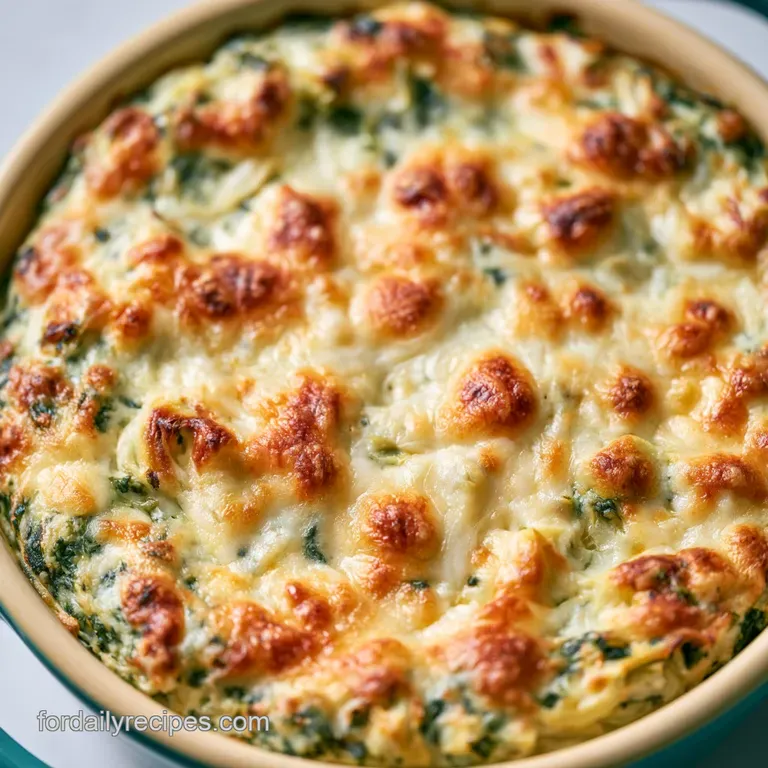 Cheesy Hot Spinach Artichoke Dip