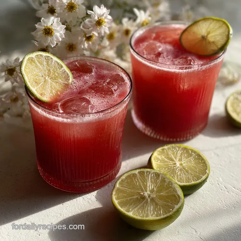 Tall glass filled with jewel-toned punch, garnished with an orange slice; condensation hints at its icy refreshment.